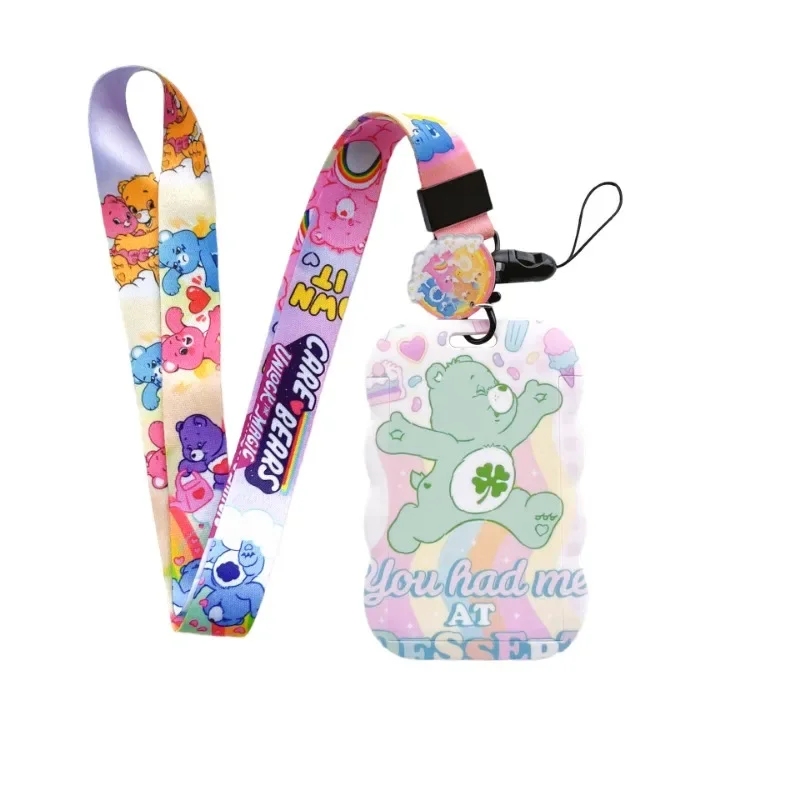 New Care Bears Wavy Long Rope Card Holder ID Subway Bus Card Access Control Student Card Holder School Bag Pendant Halter Neck