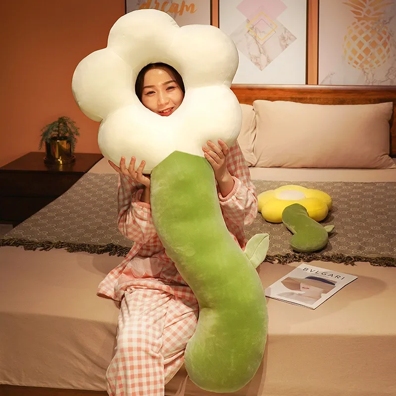 Long Sunflower Plush Body Pillow Cute Large Flower Stuffed Cushion Sofa Decorative Stuffed Body PillowBed Sleeping Back Cushion