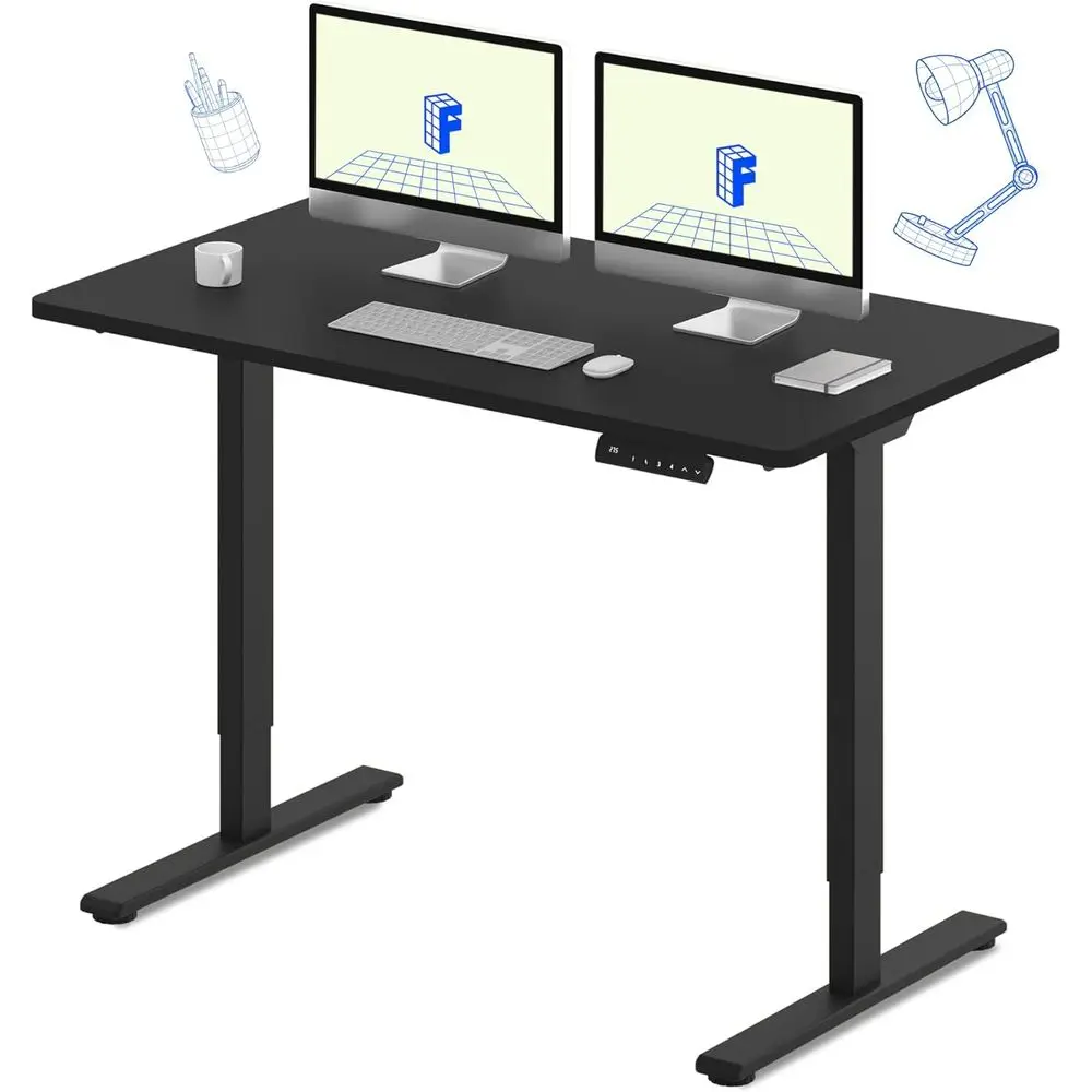 

55x28 Dual Motor Electric Desk, 220 lbs Capacity, Height Adjustable with Memory, Black Top, Ships in 2