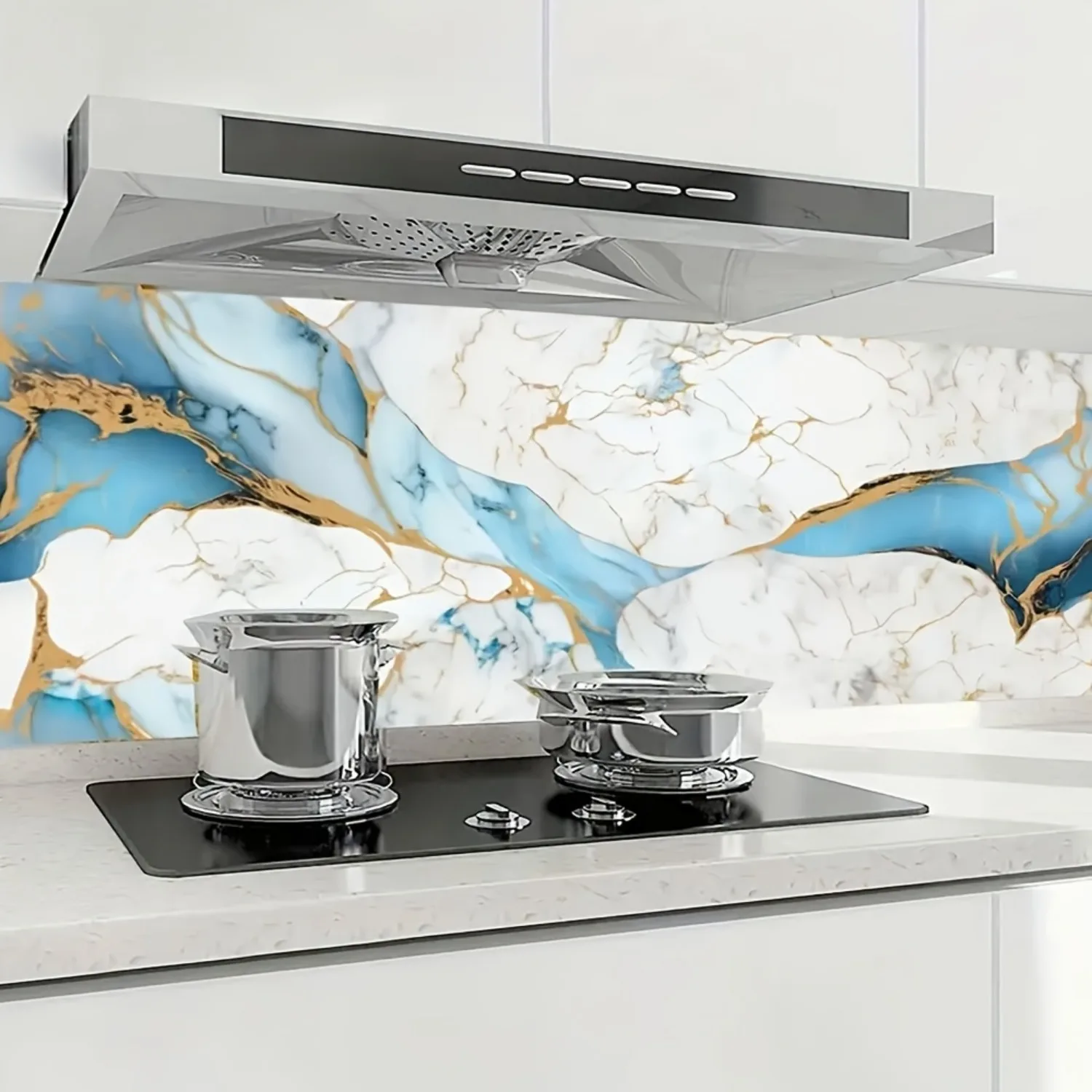 ورق جدران قابل للتقشير واللصق من الرخام الأزرق المقاوم للماء من الفينيل لأسطح المطبخ وجدران الحمام وديكور غرفة المعيشة