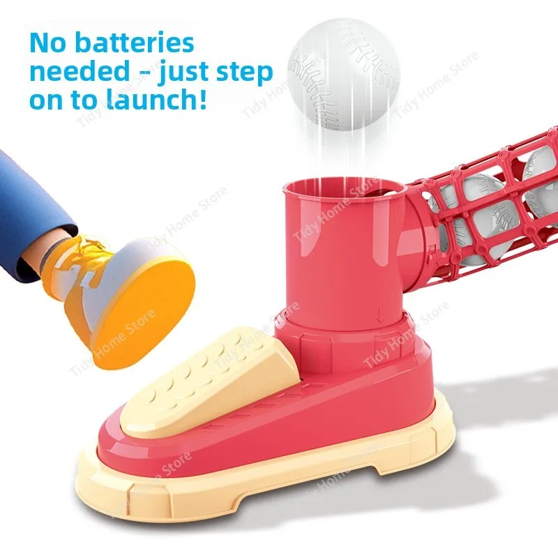 Children's Foot Pedal Ejection Automatic Baseball Launcher Parent-child Interactive Toy Has Three Balls and A Baseball Bat