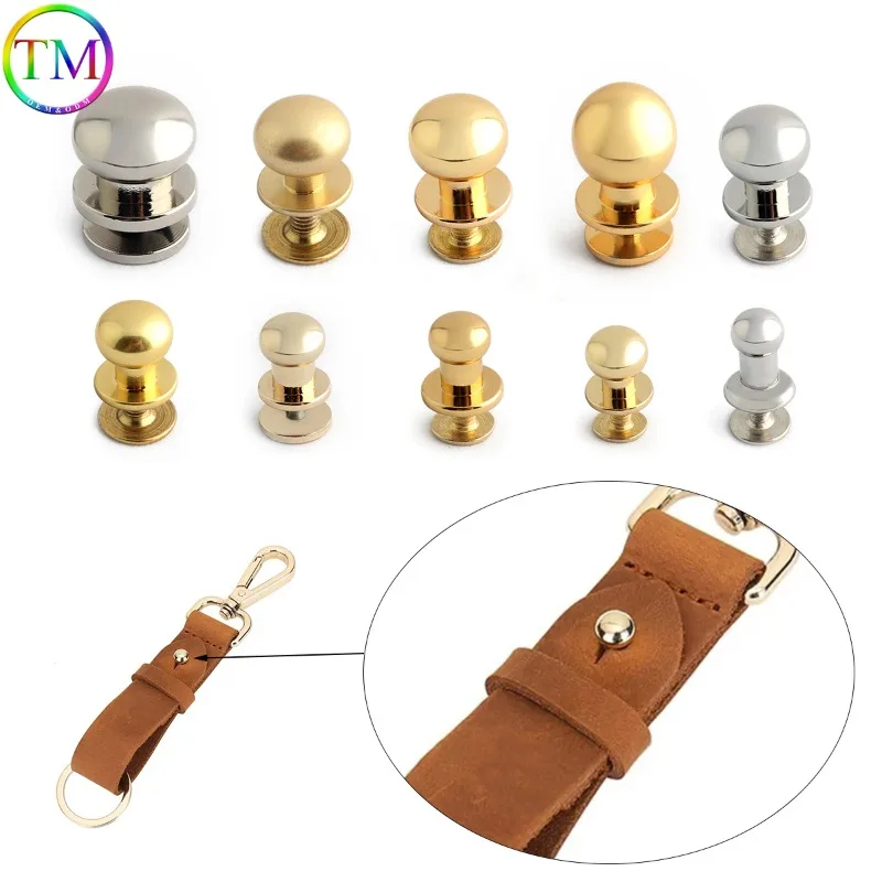 DIY Solid Brass Studs Nail Rivets Pacifier Nails Round Button Studs Round Head Nail Rivets For Shoulder Bag Belt Wallet Handbag