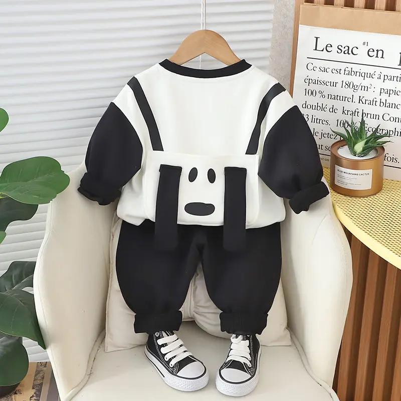 New Spring Kids Clothes Kids Dinosaur Cotton Sports Hooded Sweater Shirt Pants Sets Children Boys Kids Casual Suit 0-5 YEARS