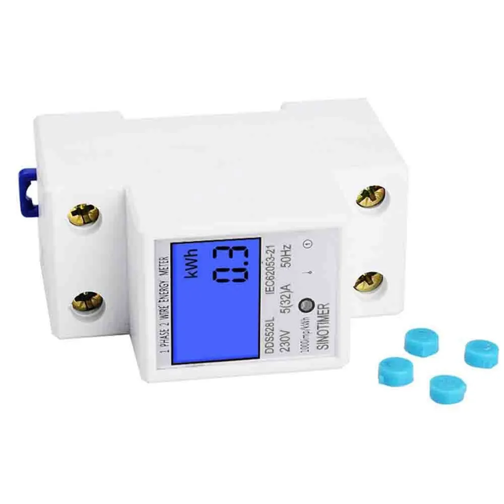 Smart Single Phase DIN Rail Power Meter - Backlit LCD, 230V 50Hz, Multifunctional Power Consumption Monitor