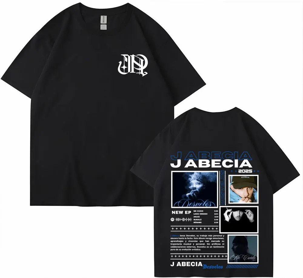 Camisetas del rapero J Abecia Desvelos Tour 2025, nuevo álbum para hombres y mujeres, camisetas góticas de Hip Hop a la moda, camisetas informales de gran tamaño