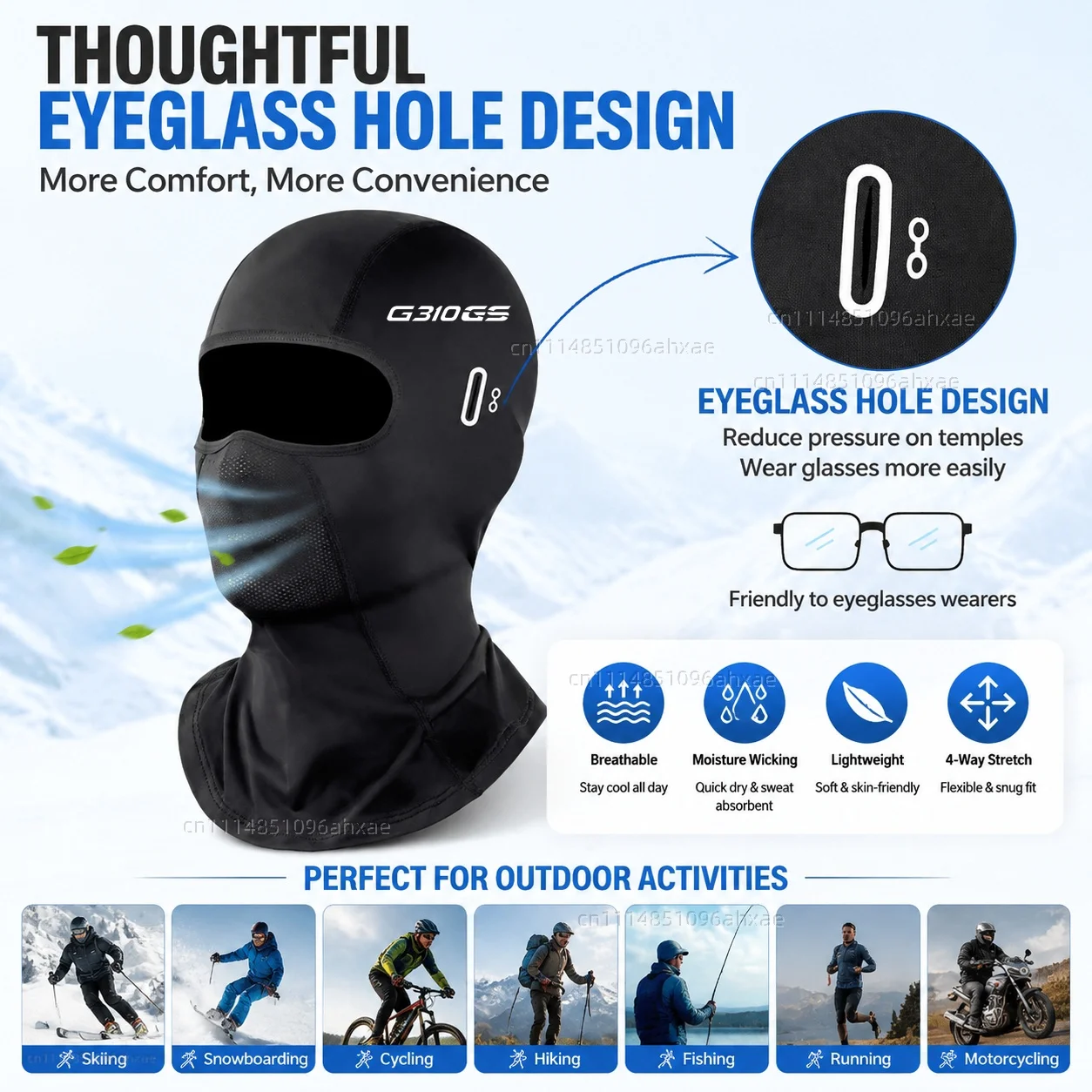 For BMW G310GS G 310GS G 310 GS 2017-2021 Motorcycle Balaclava Summer Glasses Face Breathable Hole Winter Warm breathable view 6