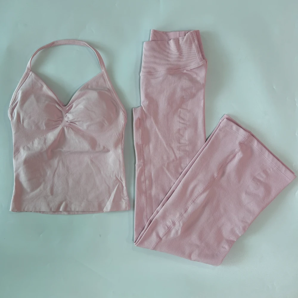 2-teilige Sets Damen-Outfits Tanktops Ausgestellte Leggings Schlaghosen Trainingsanzüge Fitnesskleidung Workout-Set Gym-Anzug Activewear – Detail 20