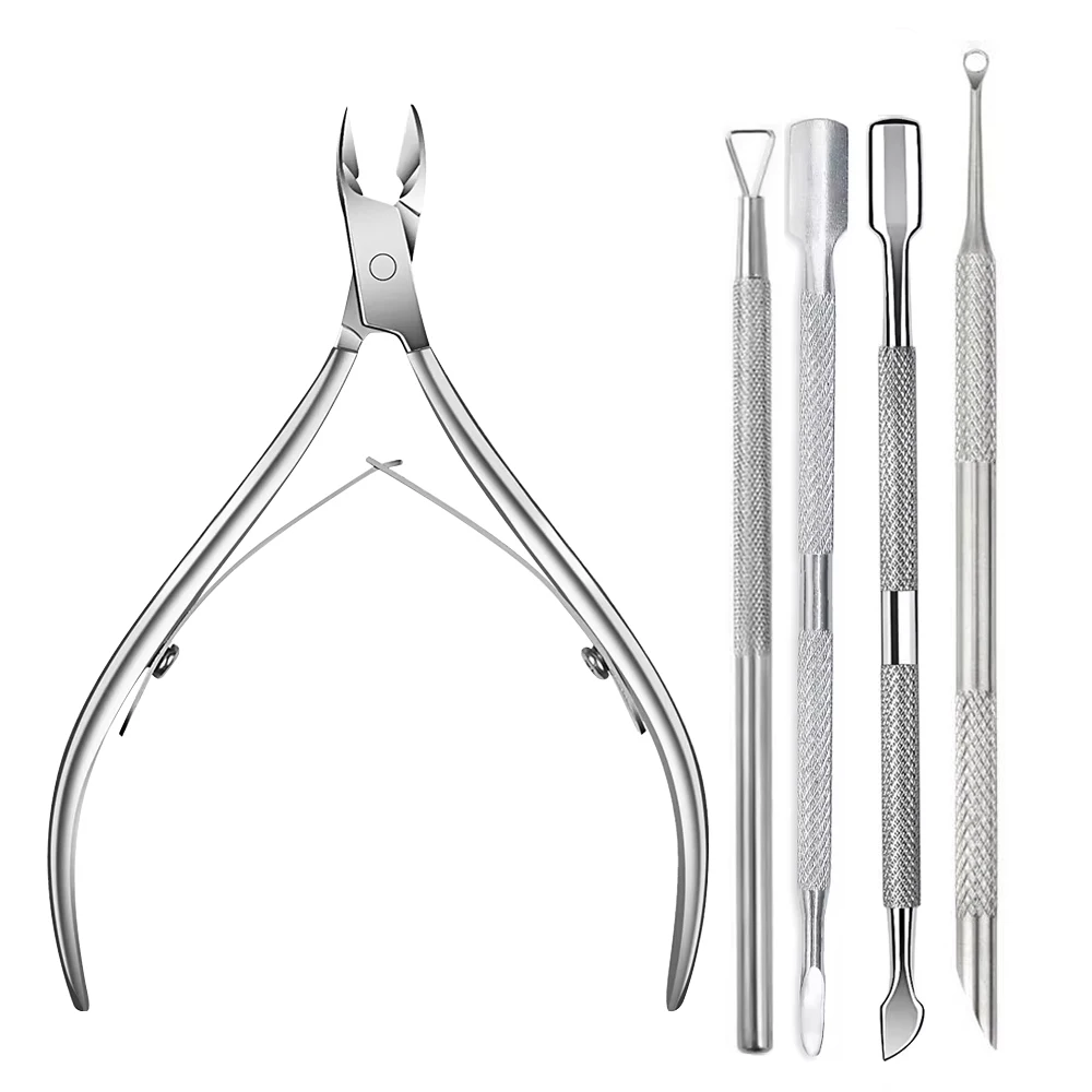 1/5 Peças Alicates de Cutícula em Aço Inoxidável para Manicure e Pedicure, Removedor de Pele Morta, Ferramenta de Corte