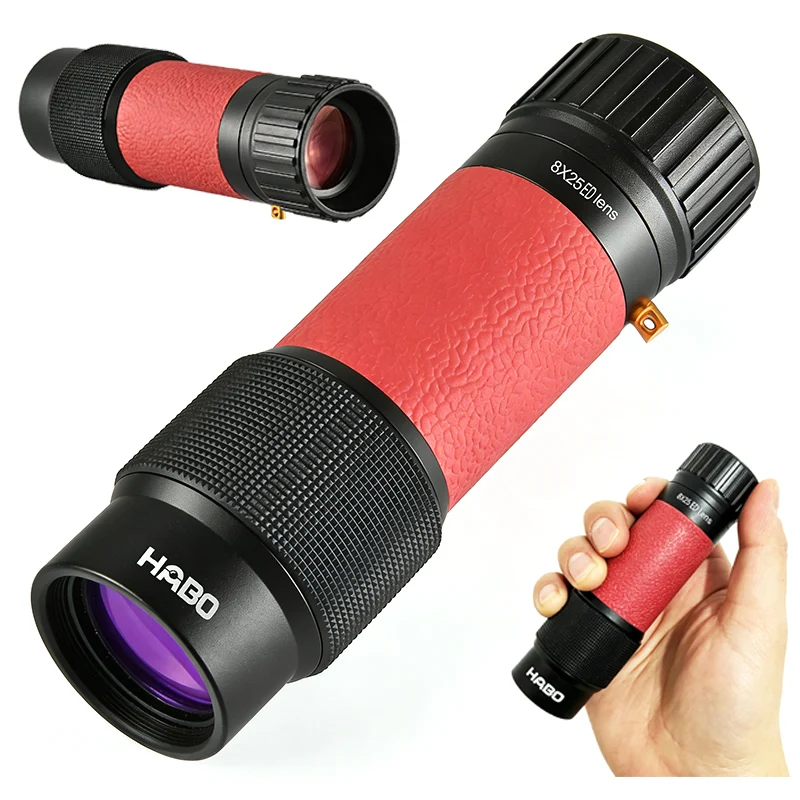 HABO 8x25 Full Metal Monoculars Telescope Multi-layer Coated Imaging Clear Mini Portable Travel Opera Theater Museum Binoculars