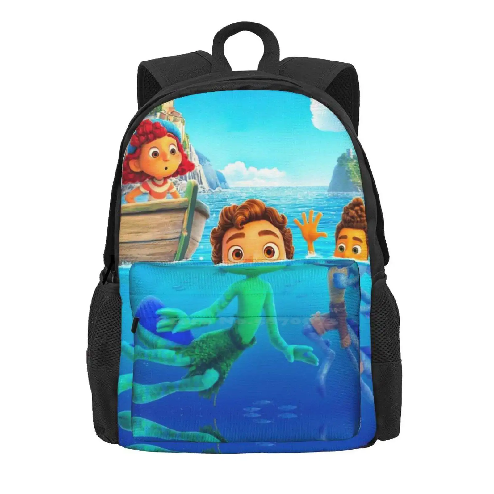 Luca Paguro Teen College Student Backpack Laptop Travel Bags Luca Paguro Giulia Pixar Luca Pixar Movie Julia Pixar Ercole