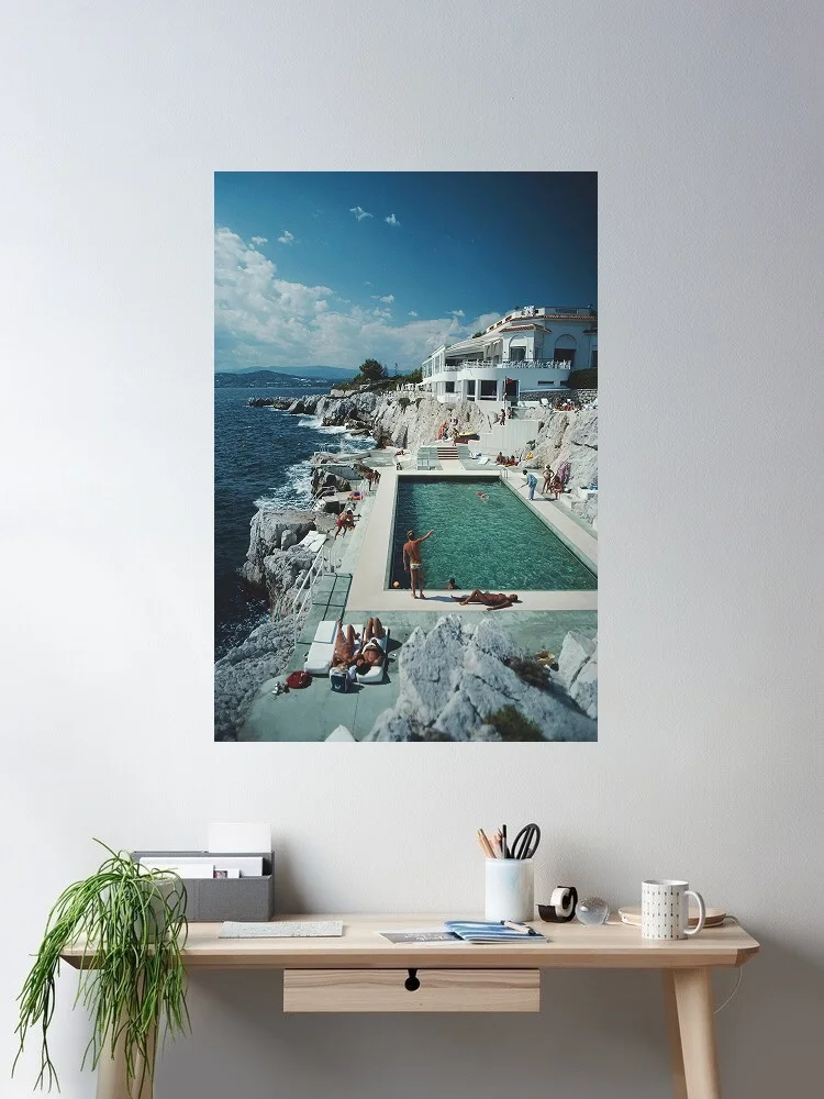 Retro Poolside Host Luxury Lifestyle By Slim Aarons, Print Art Canvas Poster, For Living Room Decor, Home Wall Picture