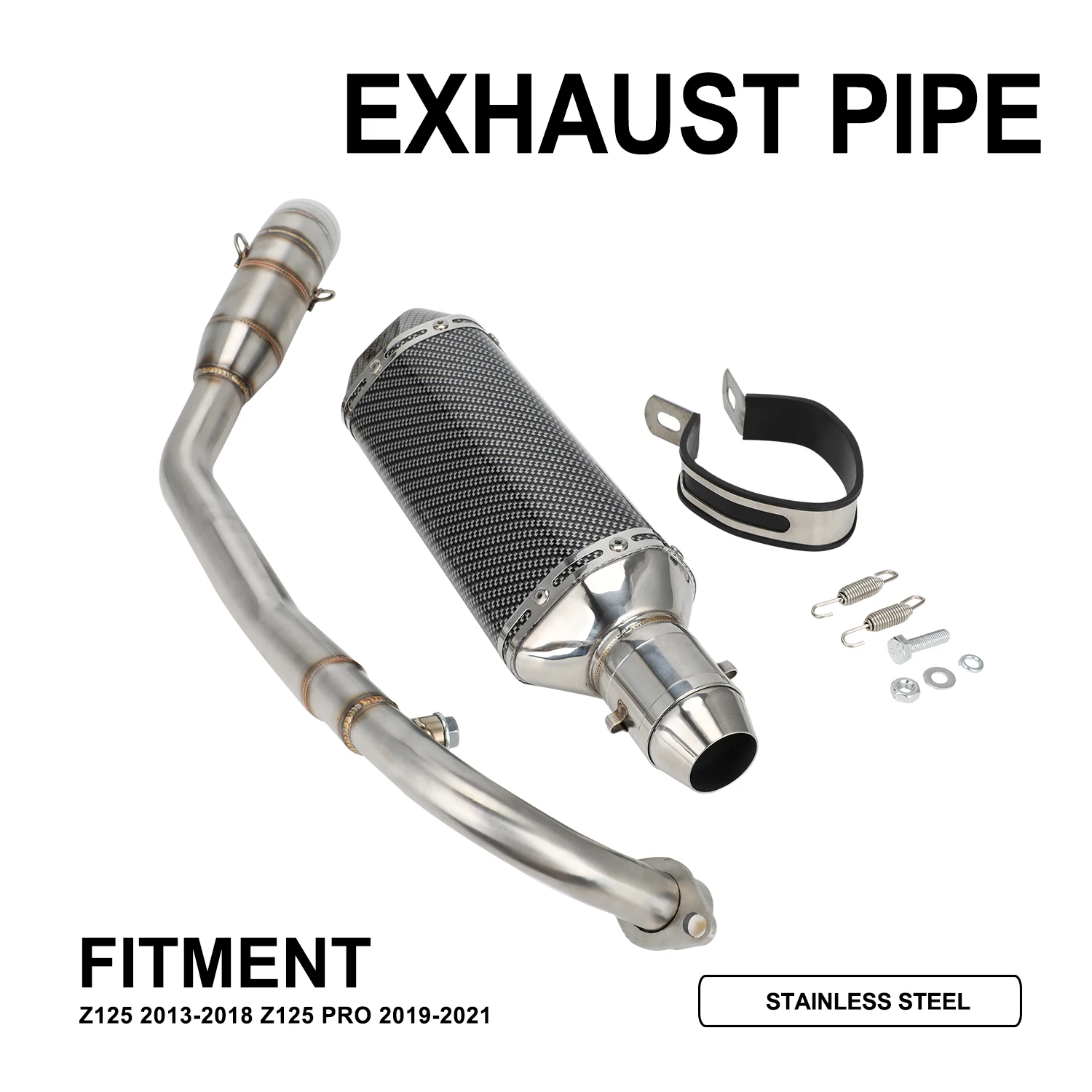 

Глушитель выхлопной трубы 51 мм из нержавеющей стали для KAWASAKI Z125 2013-2018 Z125 PRO 2019-2021, аксессуары для мотоциклов