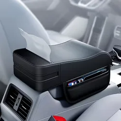 Car Armrest Box Height Pad Universal Central Elbow Rest Support Leather Auto Armrest Cover With Tissue Holder Armrest Cover