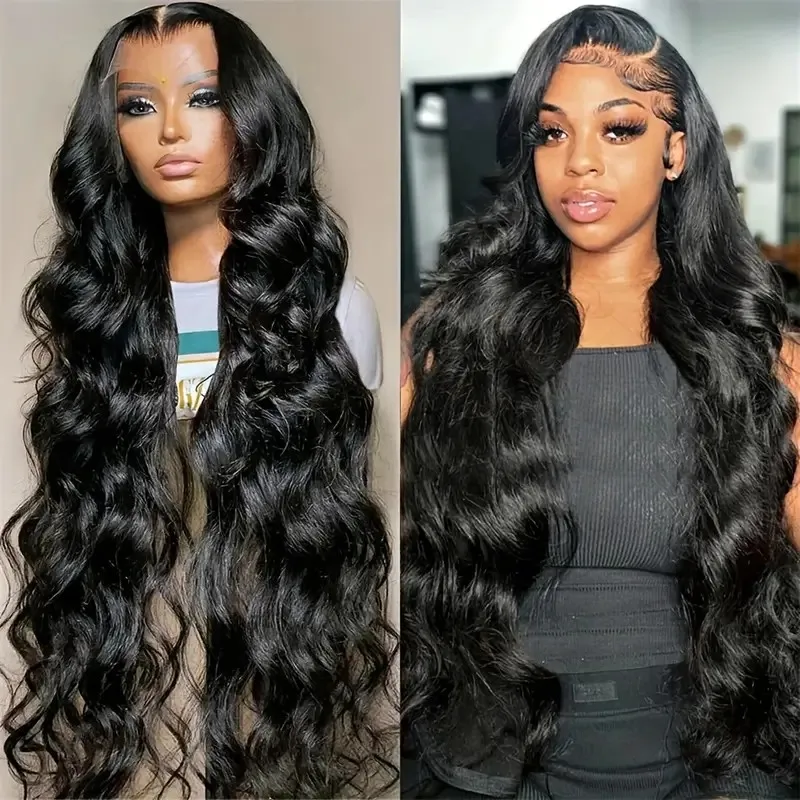 

Timopol 13X4 Body Wave Lace Front Wigs Human Hair Pre Plucked Pre Bleached Small Knots with Baby Hair 200 Density Glueless Human Hair Wigs for Women 28Inch Hd Lace Frontal Wig with Soft