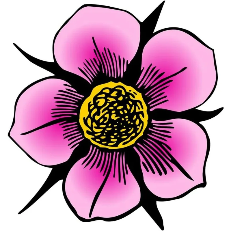 Red Flower Vinyl Sticker, Waterproof Decal for Car Window, Helmet, Bookshelf, Laptop, Fridge, Mug, Smooth Surfaces Decor
