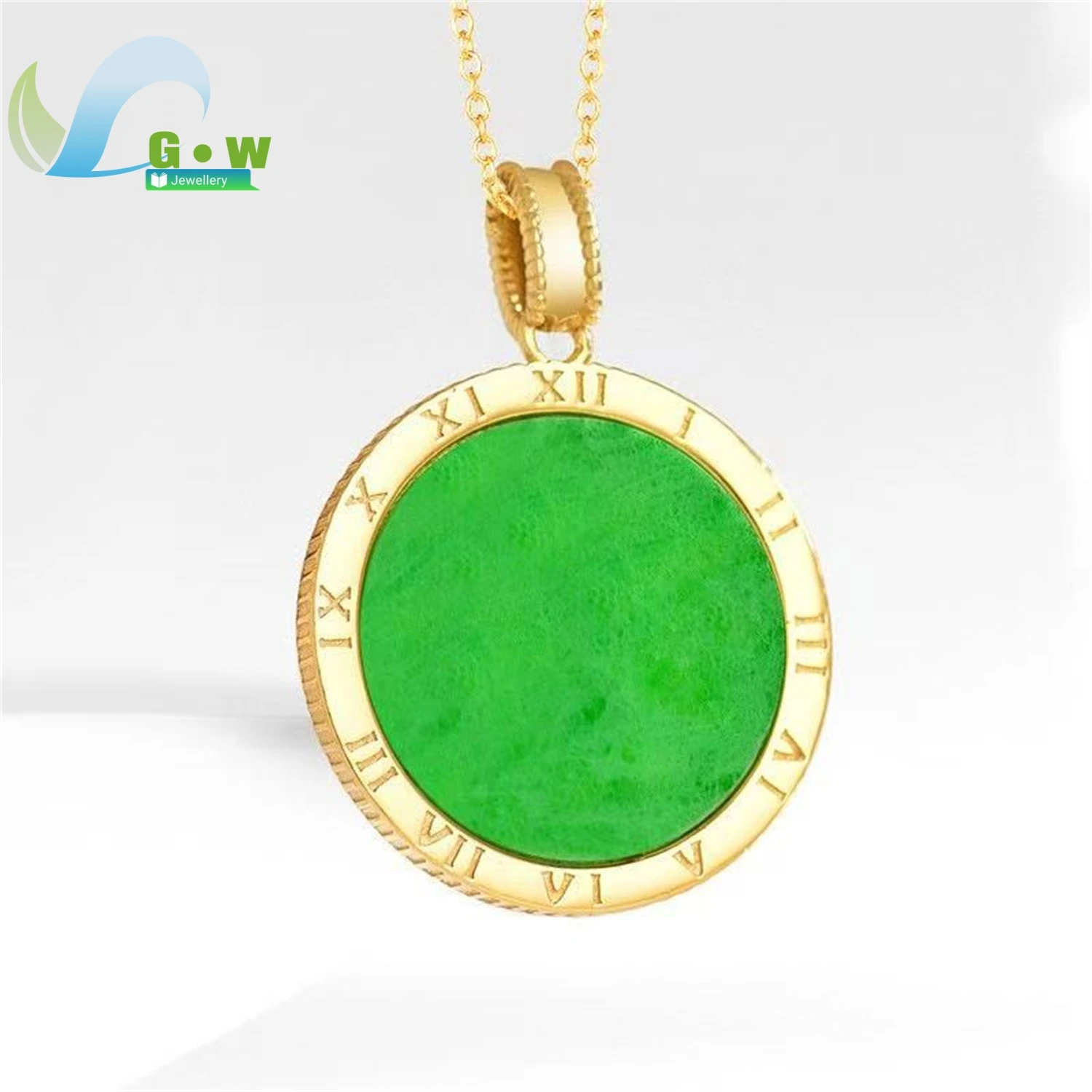 Natural Grade A Jadeite Bright Green Flower Plain Plaque Pendant Necklace Women Ice Type Hanging Jade Amulet Minimalist