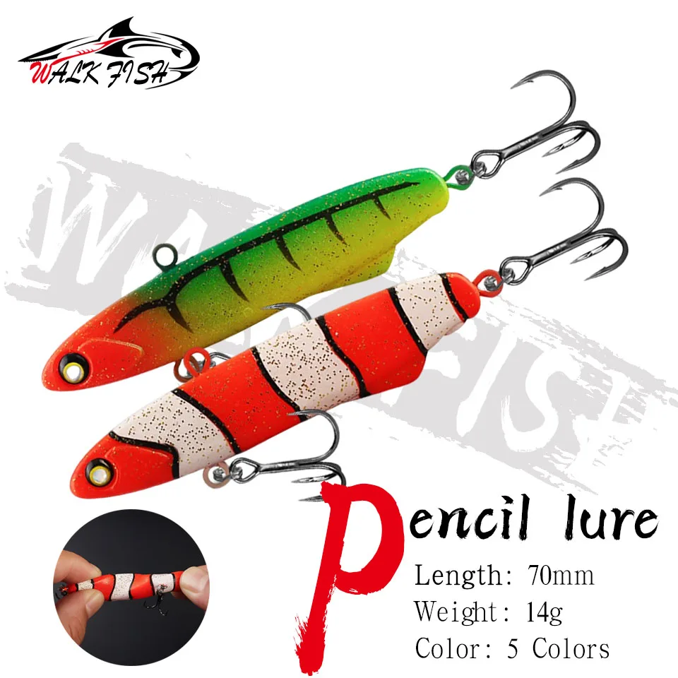 Wędka 1 szt. Nowa 70mm 14g, ołówkowa przynęta, zatapiająca miękkie ołowiowe, elastyczne przynęty wędkarskie Pesca