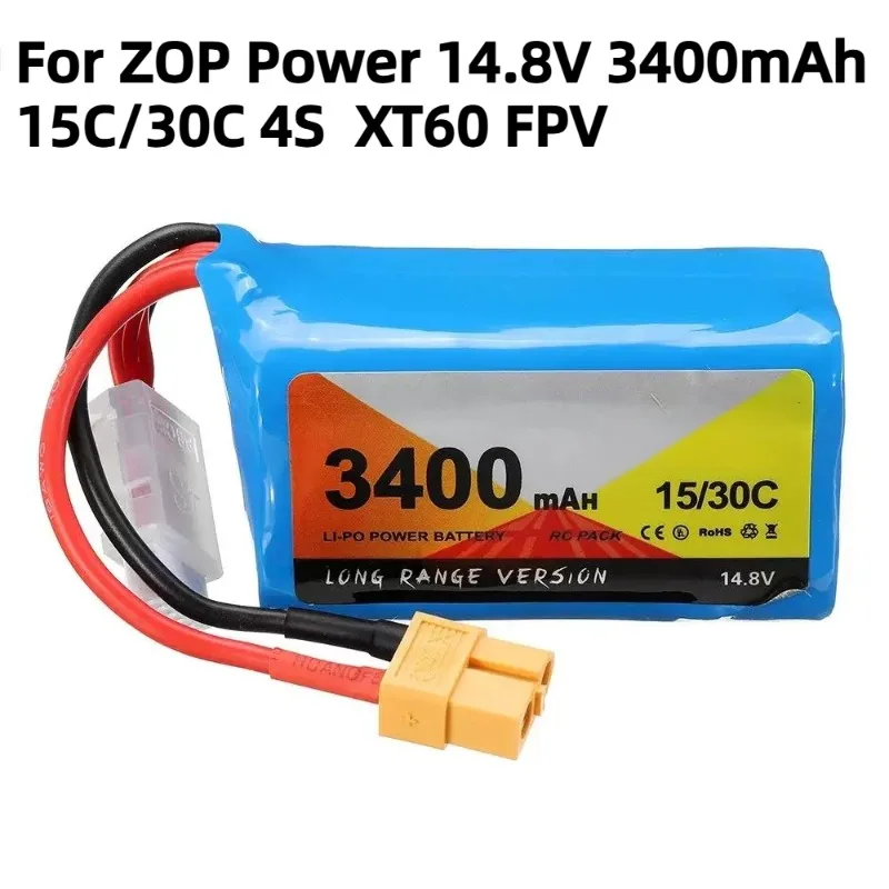 For ZOP Power 14.8V 3400mAh 15C/30C 4S Li-ion Battery XT60 FPV