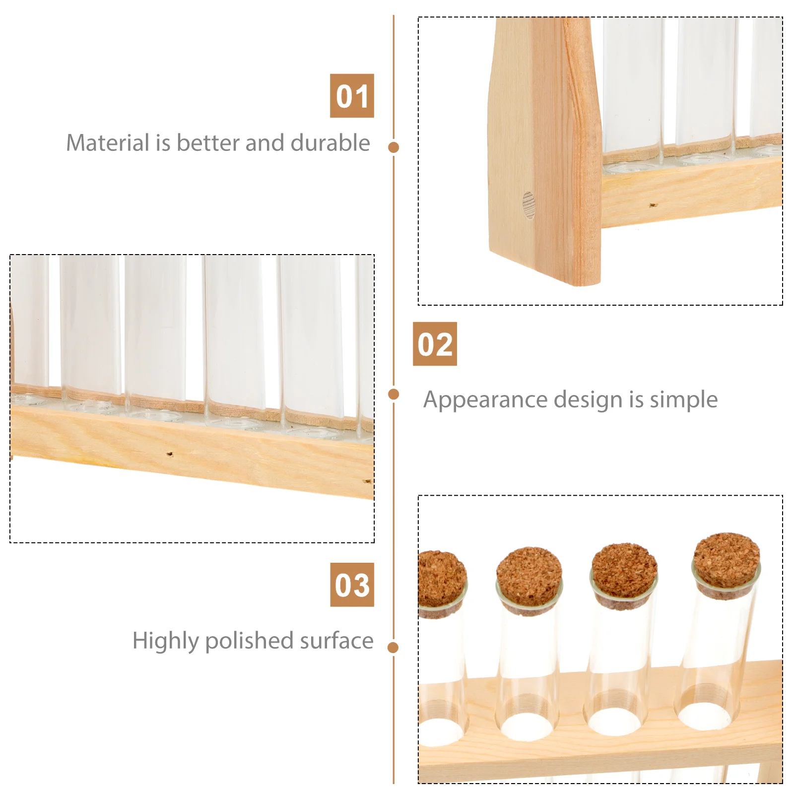 Perfume Test Tube Rack Tubes with Holder Scale for Laboratory Glass Essential Oil Stand
