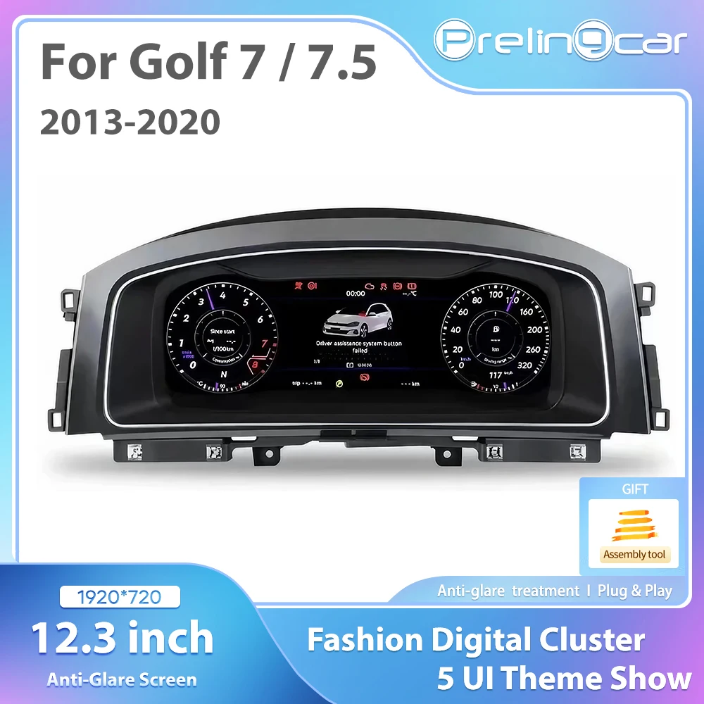 12.3‘’ Lcd Digital Dashboard Cluster For VW Golf7 MK7 2013-2020 Years Ntg4.5 Auto Radio Instrument Panel Cockpit