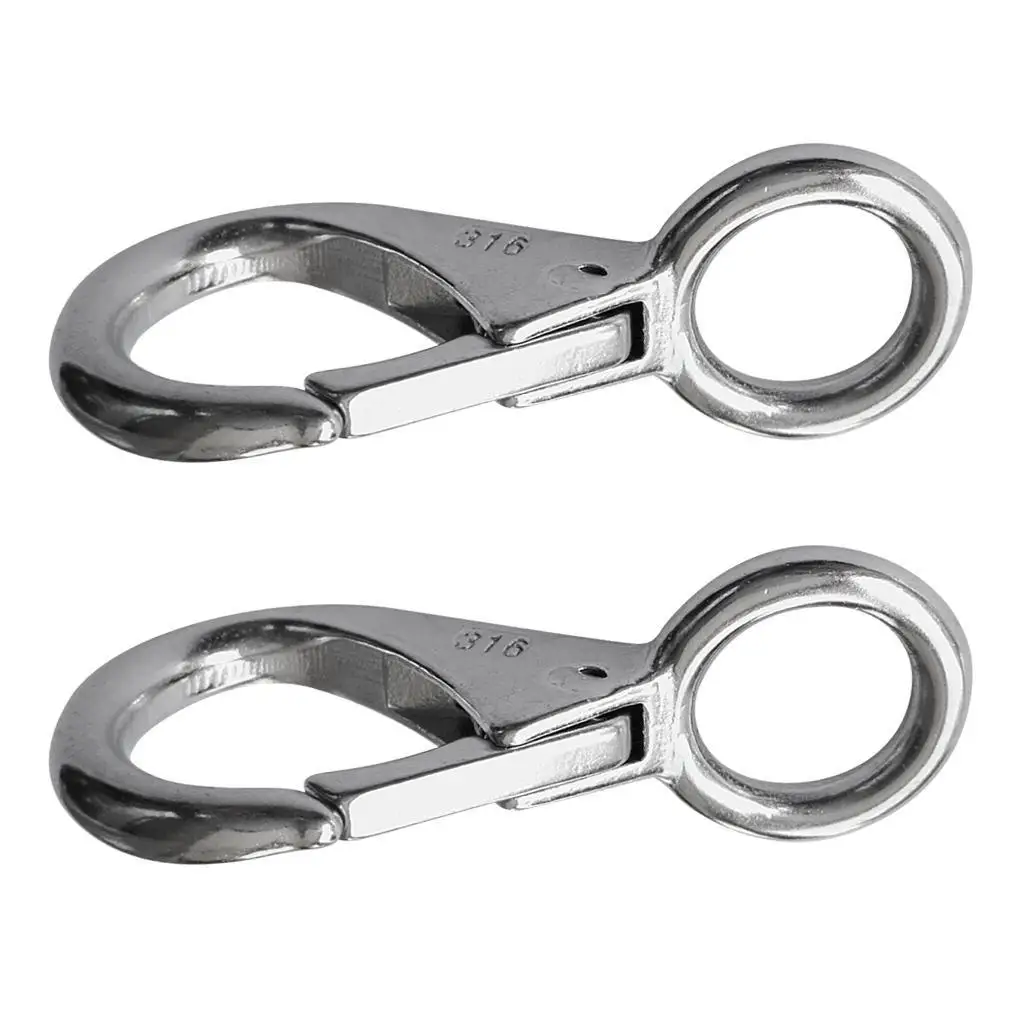 Stainless Steel 316 Fixed Eye Boat Snap Hook Carabiner Marine Hardware for Yacht Kayak Fishing Boats