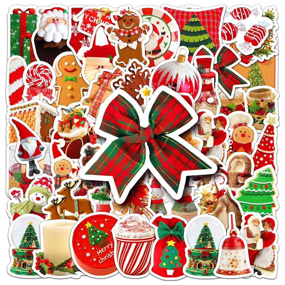 

10/30/50pcs Decoration Christmas Gift Stickers Kawaii Candy Snowman Decal for Suitcase Fridge Bike Skateboard Kids Sticker Toys