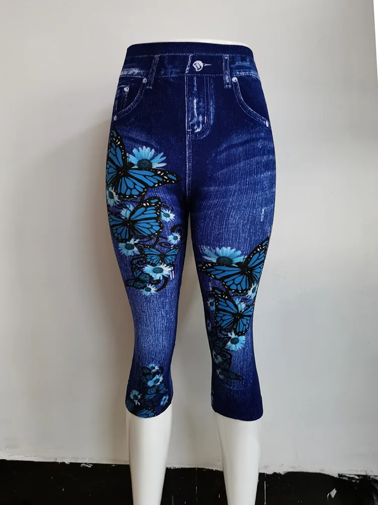 YRRETY Nữ Cao Cấp Quần Legging In Giữa Bắp Chân Quần Skinny Giả Căng Ngắn Mùa Hè Thoáng Khí Mới Thả Vận Chuyển