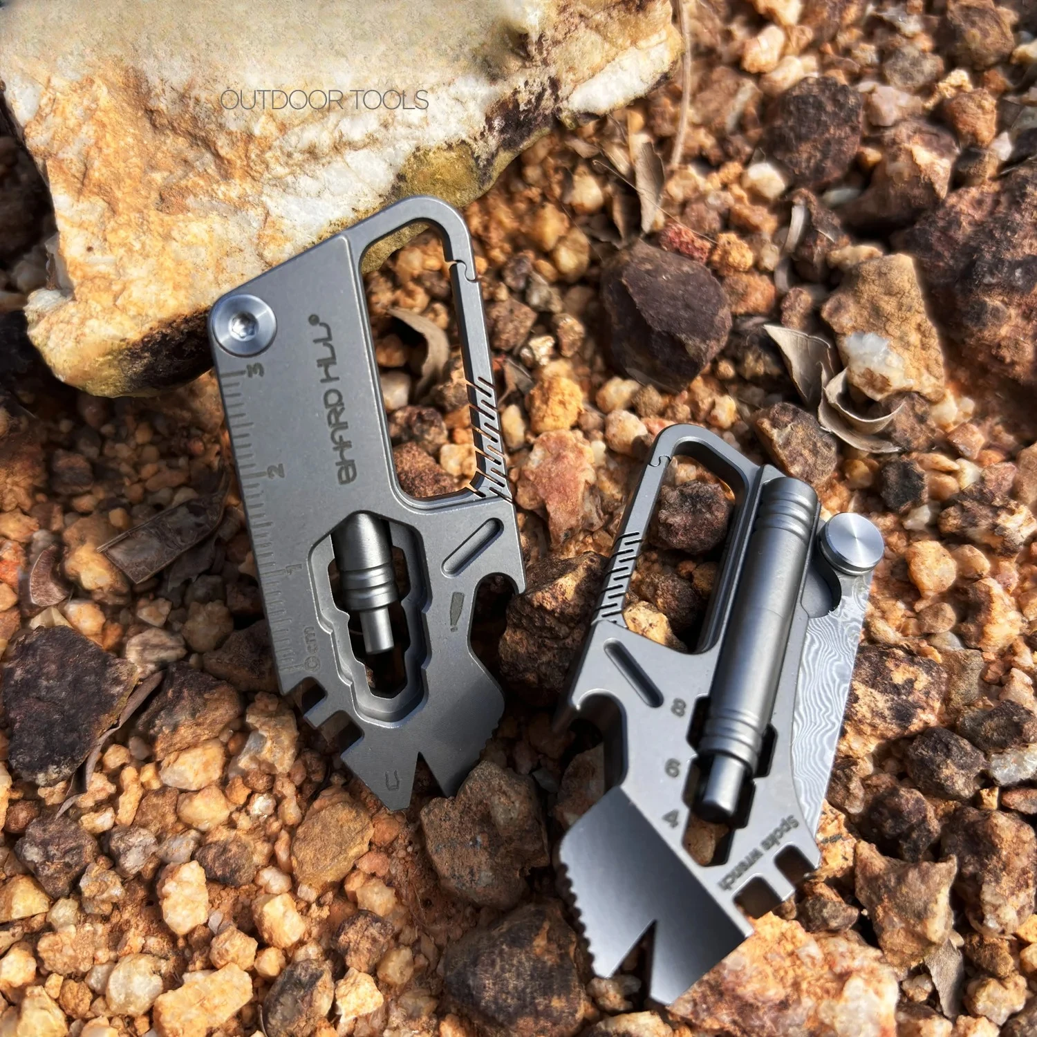9in1 titanium alloy multifunctional knife Damascus blade bottle opener EDC keychain screwdriver hex wrench outdoor tool