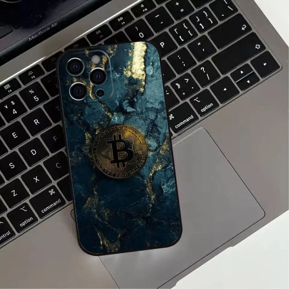حافظة هاتف B-Bitcoin D-Digital C-Currency لهاتف iPhone17,16,15,14,13,12,11 Plus، Pro Max غطاء أسود ناعم #6
