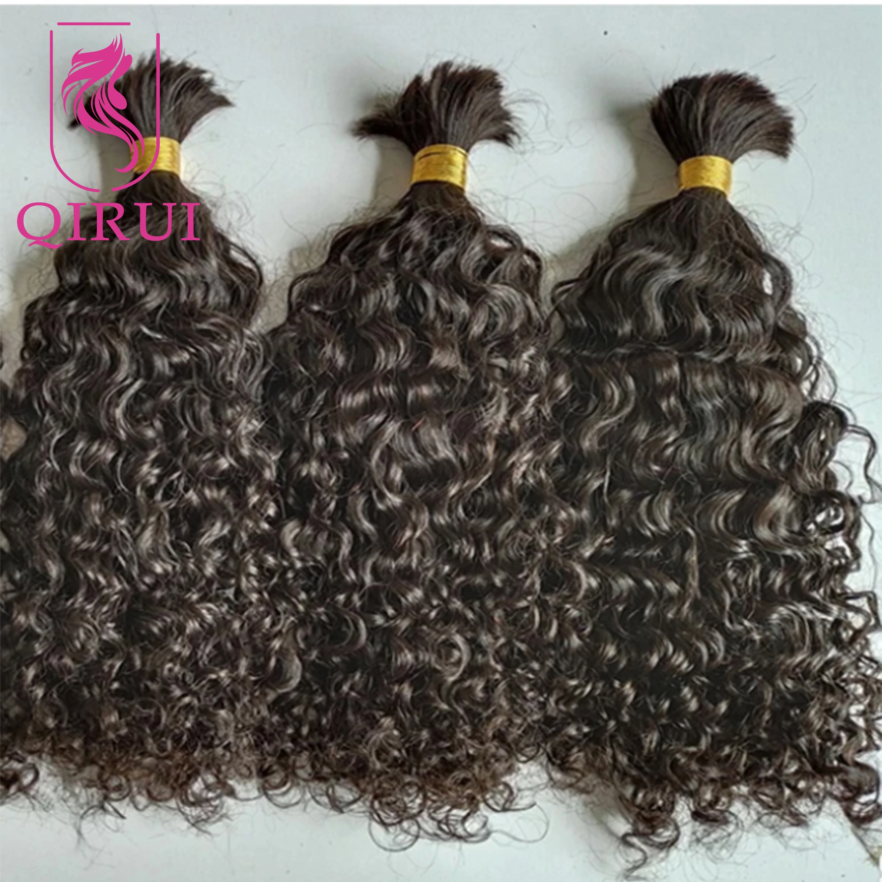 Unprocessed Bulk Human Hair For Braiding Water Wave No Weft Wholesale Burmese Boho Braids Curly Human Hair Extensions