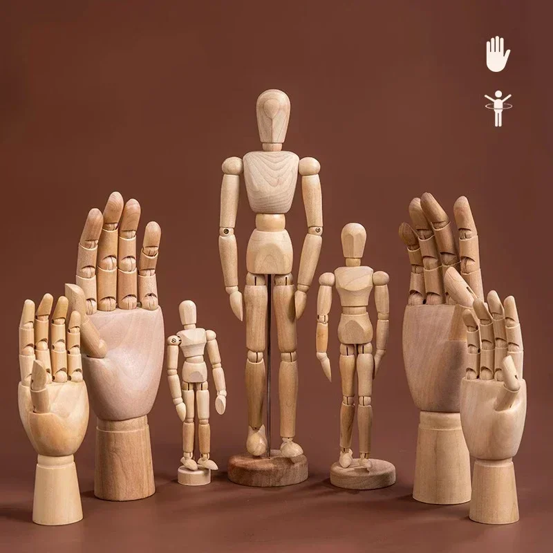 5.5/8/10/12 inch Wooden Hand Body Drawing Sketch Mannequin Model Movable Limbs Figures Artist Models Human Figure Supplies Tools