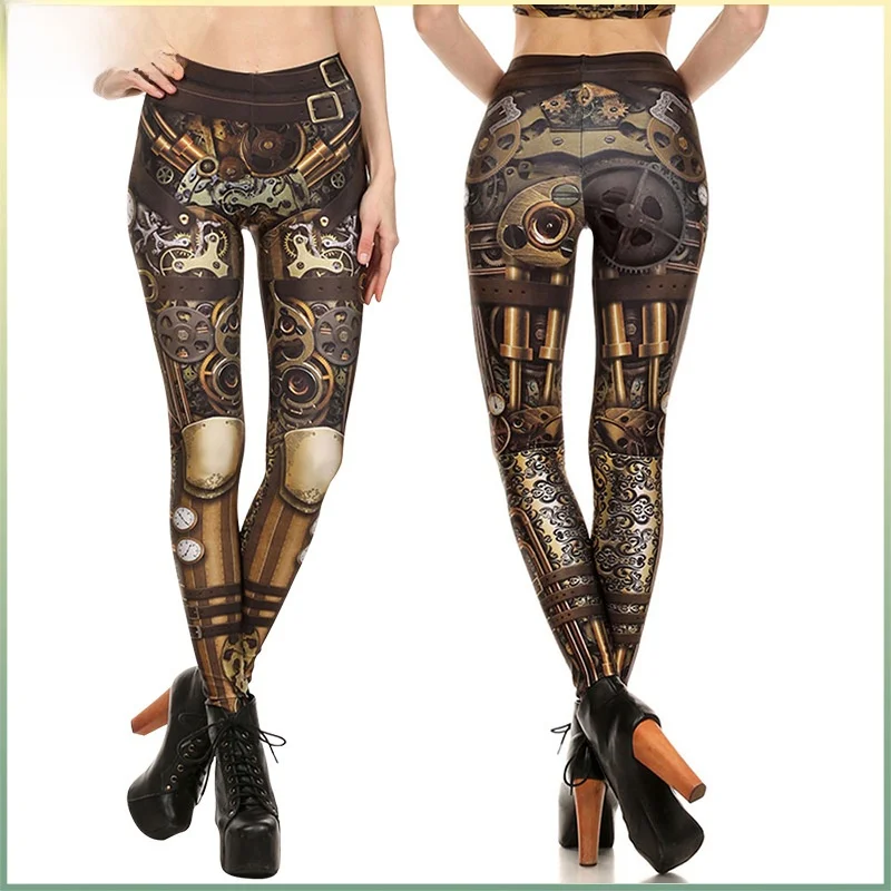 Digital Print Elastic Tight Pants Halloween Themed Base Layer Pants for Women's Outerwear Comfortable Fit Leggings