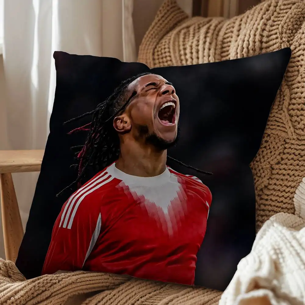 Red Leftfoot Wizard Michael Olise Print Throw Pillow Cover Square Cushion Case for Living Room Bedroom Decor
