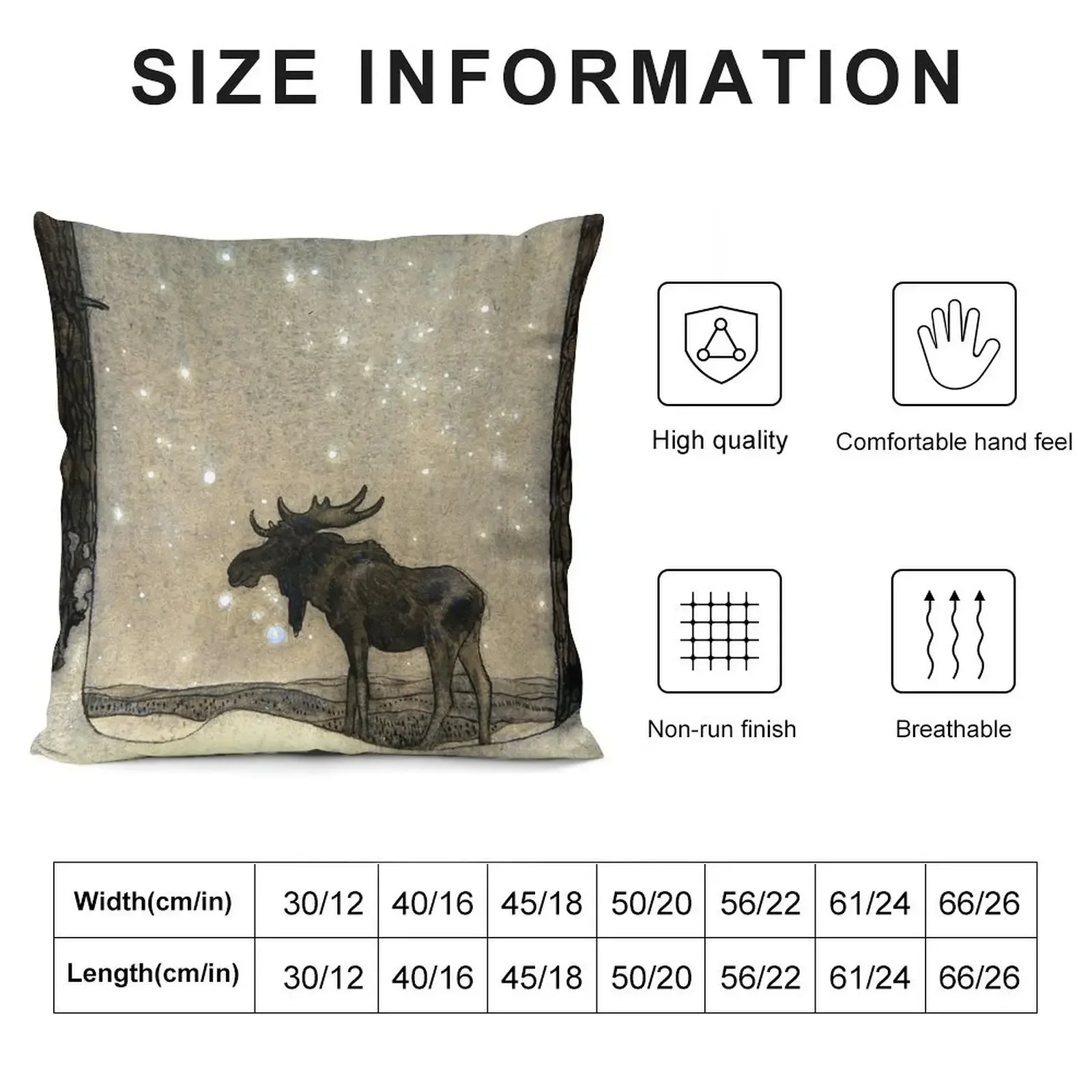 Leap the Elk in the Snow at Night - John Bauer Throw Pillow bed pillows Christmas Pillow covers for pillows pillow