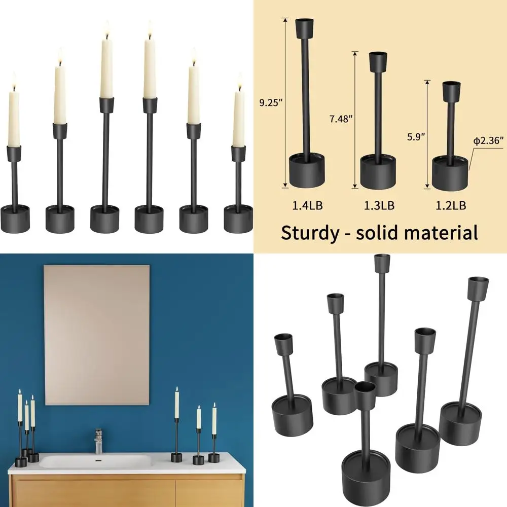

Набор подсвечников из нержавеющей стали из 6-высоких конических подсвечников со стабильной основой для обеденного стола и свадебного декора