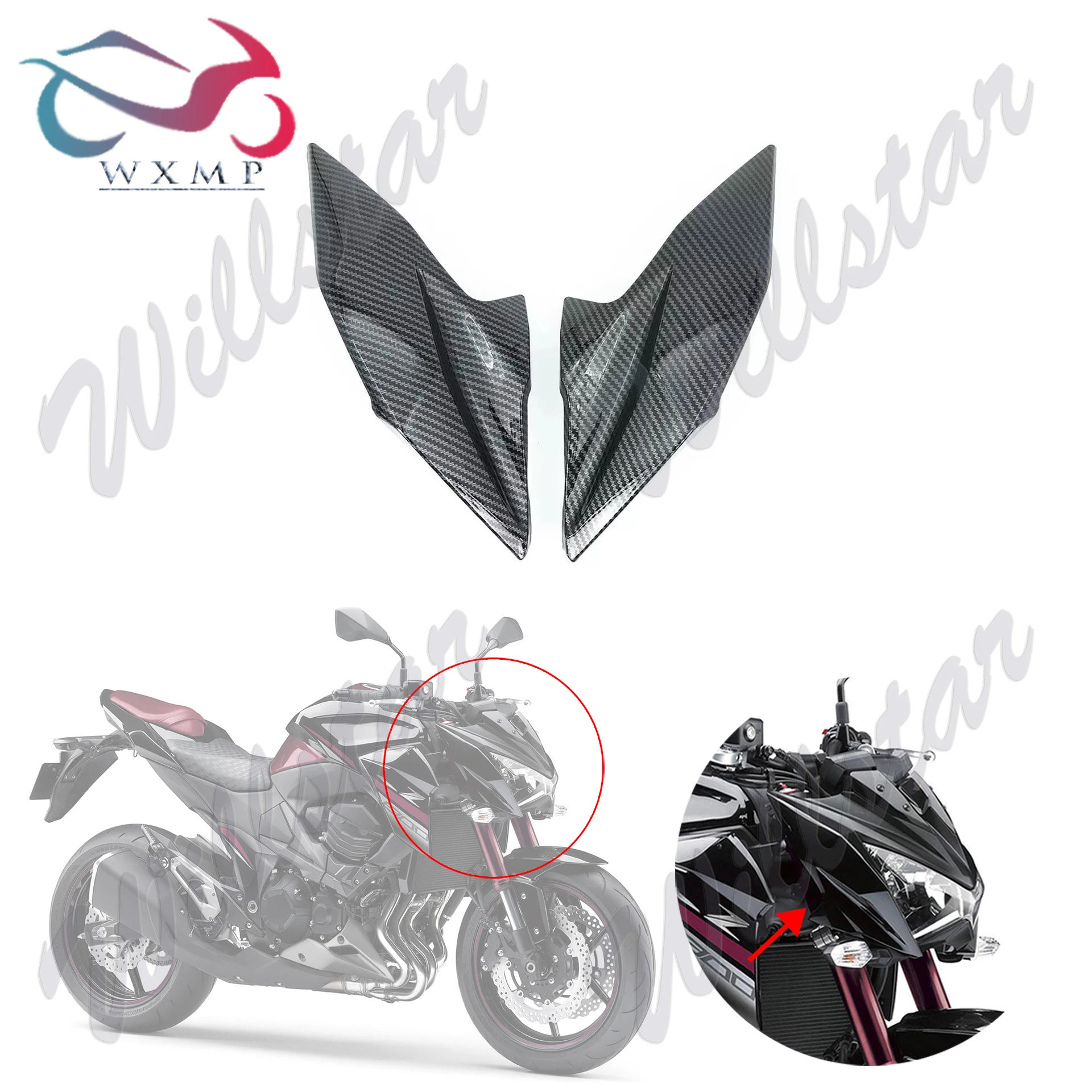 

KAWASAKI 2013-2016 Z800 для боковой фары, накладка, обтекатель, цвет углеродного волокна