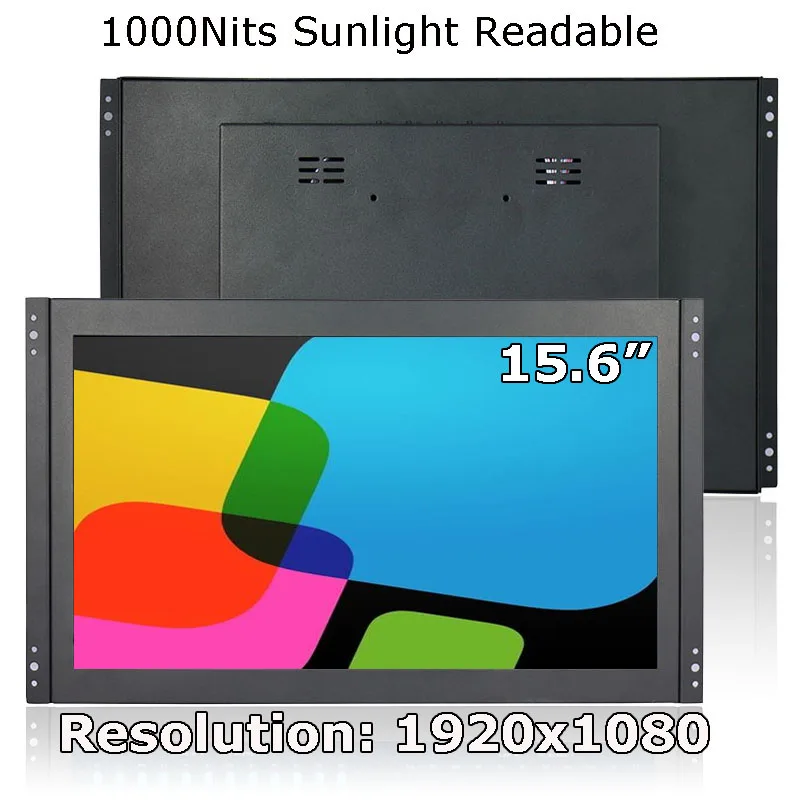 

1000 Nits Sunlight Readable 15.6" Industrial Grade Embedded Resistive/Capacitive Touch Screen Monitor With VGA HDMI Interface