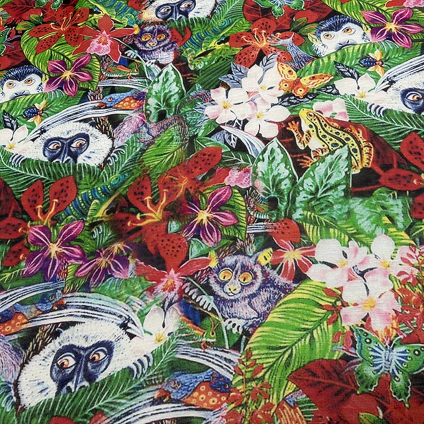Charming Amazing Shiny Jungle Animals Digital Printed Silk Linen Fabric Hemp Flax for Lady Women Shirt Pants Shawl