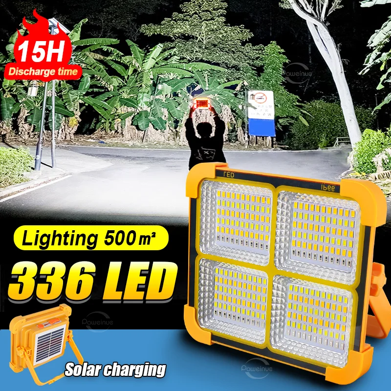 

336LED солнечный прожектор для зарядки, уличный портативный светильник для палатки, кемпинга, внешний аккумулятор, 15000 мАч, отражатель, прожектор, аварийное освещение,большой фонарь,Аварийное освещение,портативный