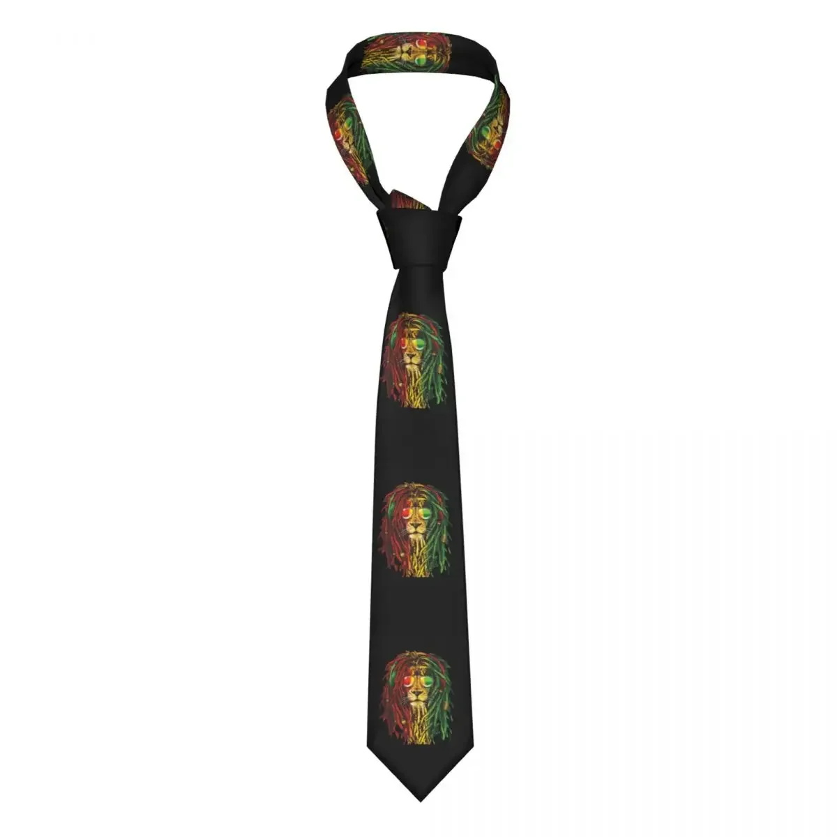 Custom Rasta Reggae Lion Sunglass Art Ties Men's Classic Silk Jamaican Jamaica Pride Rastafarian Lover Necktie for Office