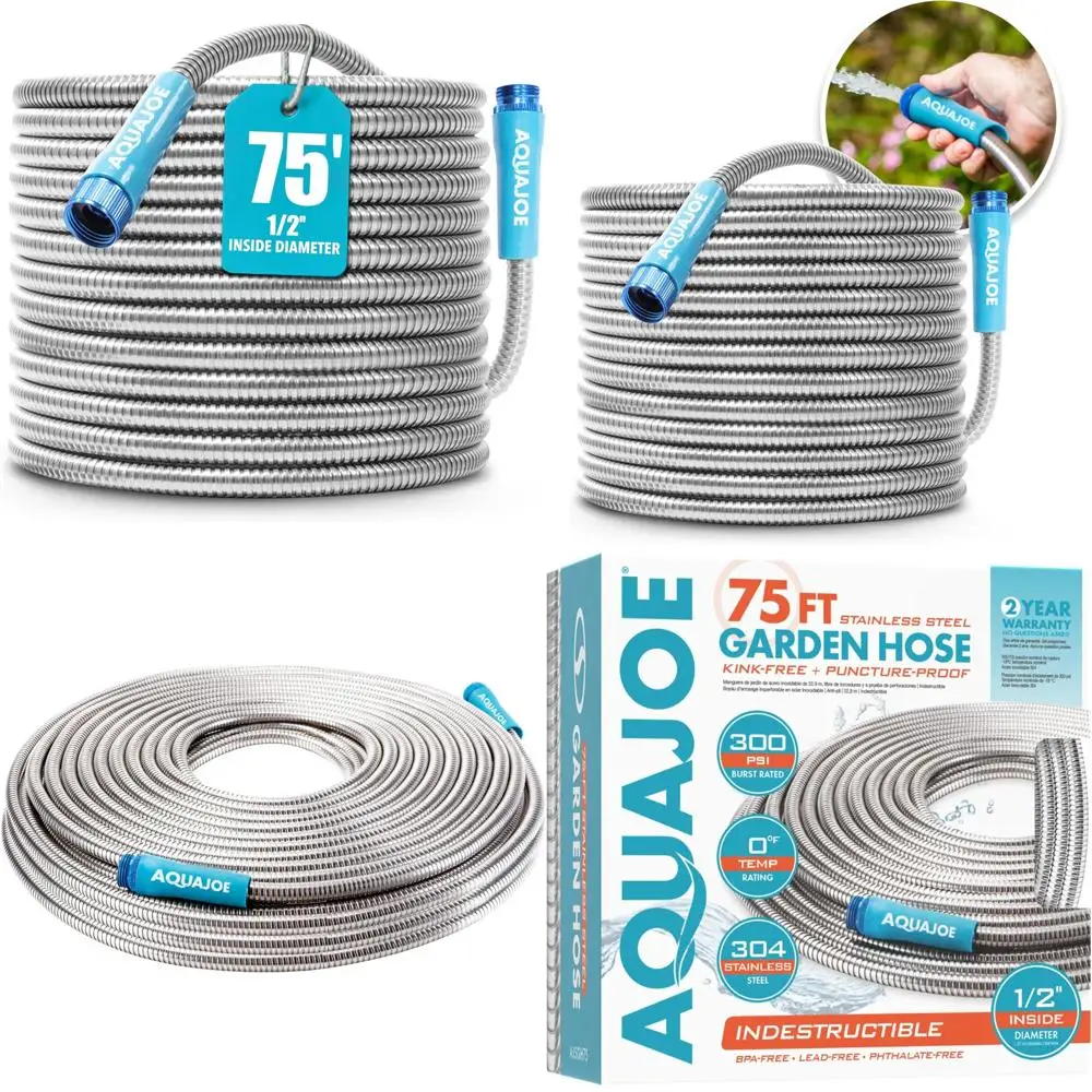 

Сверхмощный спиральный садовый шланг из нержавеющей стали 304, длина 75 футов, устойчивый к проколам, прочный для использования на открытом воздухе