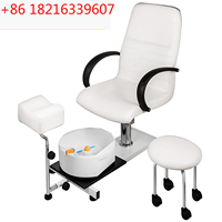 Hydraulic Lift Adjustable Spa Pedicure Unit with Easy-Clean Bubble Massage Foot bath White/Black Chair  Equipment