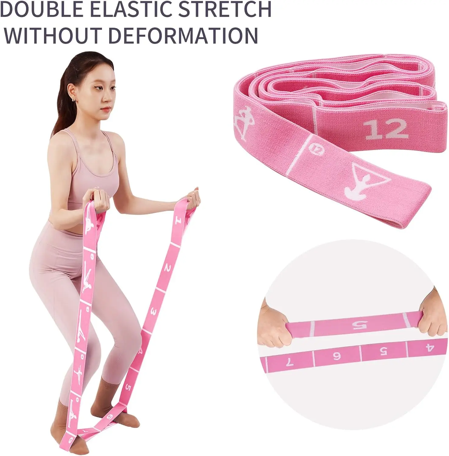 Multi-Functional Slimming Resistance Bands Yoga Straps Elastic Stretching Band 10/12 Loops for Pilates, Latin Training, Dance, G