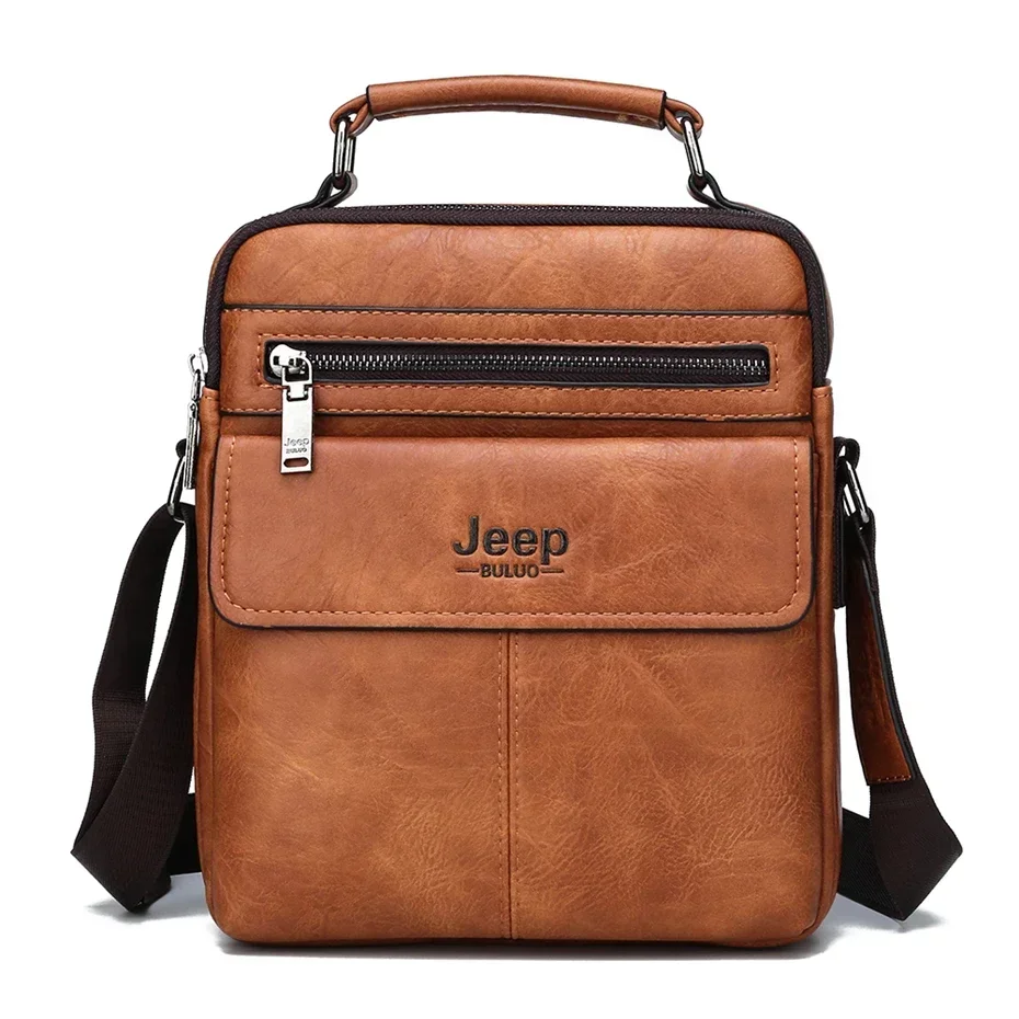 JEEP BULUO 남성용 비즈니스 숄더백, 스플릿 가죽 핸드백 메신저백, 하이 퀄리티 크로스바디 백, 패션