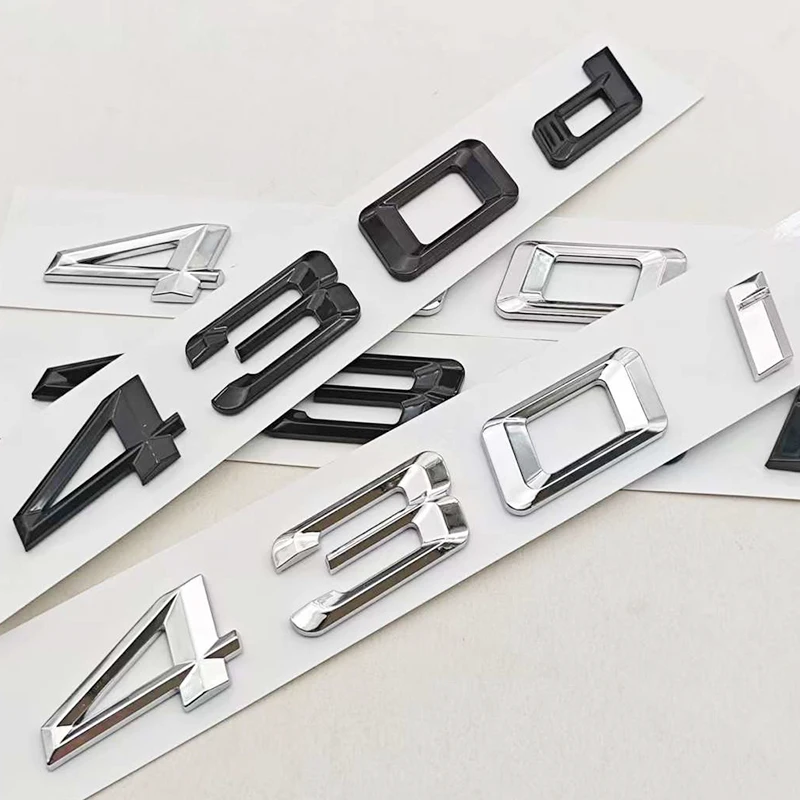 3D ABS Chrome Black Car Letters Logo 430i 430d Badge Sticker Rear Trunk Emblem for F32 F33 F36 G22 G23 G26 Auto Accessories