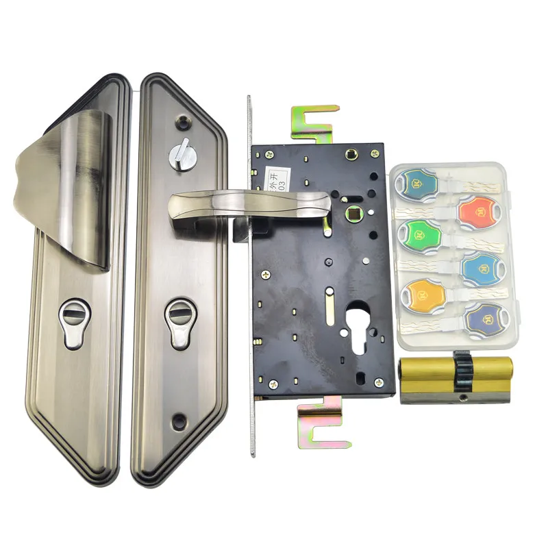 Panpan Xiaoshuai anti-theft door lock set, handle  body  cylinder set, three-piece set, universal 11 teeth
