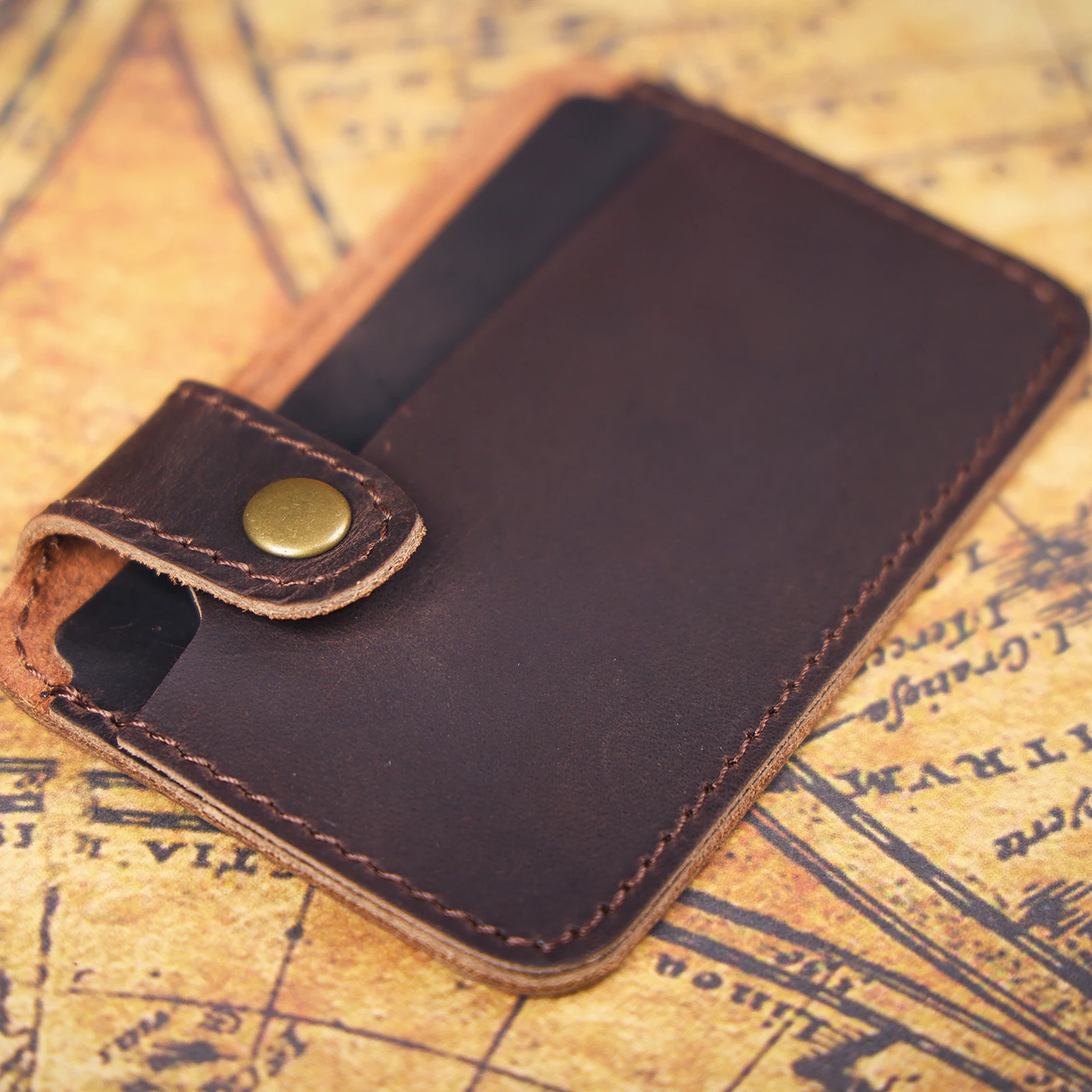 S.WORKER Vintage-Kartenetui aus Vollnarbenleder, Mini-Geldbörse, Retro-Taschenbrieftasche, kleine Tasche für den Alltag – Detail 7