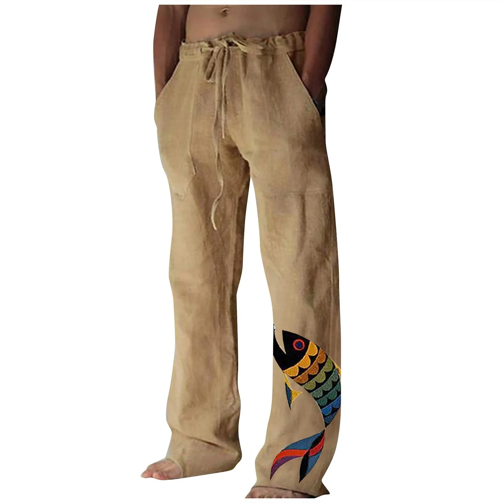 Homens com estampa animal solta calça casual, perna reta, perna larga, tendência 3D, transfronteiriça, venda quente, novo, WR6