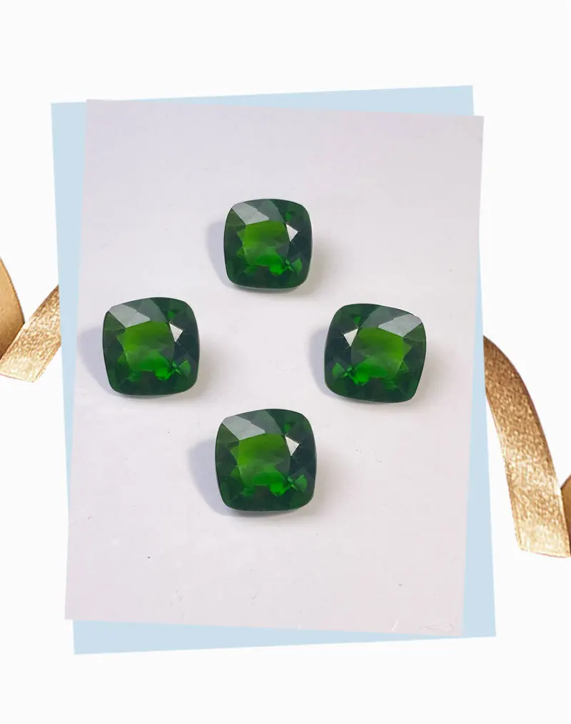 Wholesale 10pcs Genuine Diopside 4mm 5mm 6mm Square Cushion Brilliant-cut Semi-Precious Gemstone Cabochon Ring Face For Jewelry