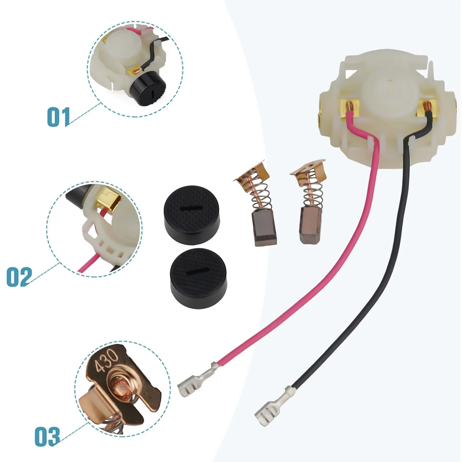 Brush Holder Cap Kit Carbon Brush Accessories BGA402 BGA450 For CB430 GA400 Plastic+Metal Power Tools BGD800 BJS101